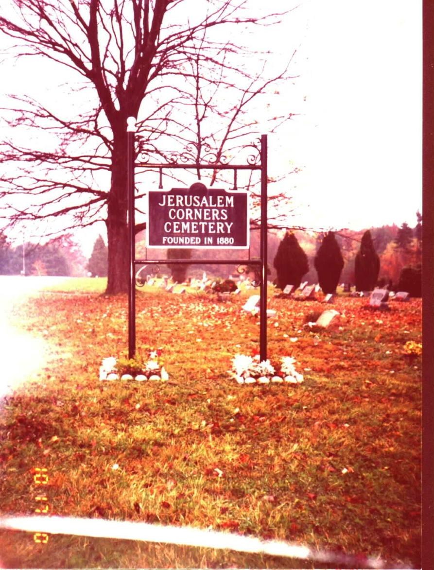 Jerusalem Corners Cemetery Sign.